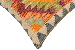 handmade Traditional Pillow Rust Gray Hand-Woven SQUARE 100% WOOL Hand woven turkish pillow 2 x 2