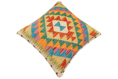 handmade Traditional Pillow Rust Blue Hand-Woven SQUARE 100% WOOL Hand woven turkish pillow 2 x 2