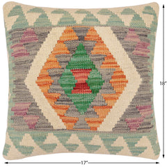 handmade Traditional Pillow Gray Rust Hand-Woven SQUARE 100% WOOL Hand woven turkish pillow 2 x 2