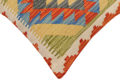 handmade Traditional Pillow Rust Blue Hand-Woven SQUARE 100% WOOL Hand woven turkish pillow 2 x 2