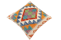 handmade Traditional Pillow Rust Blue Hand-Woven SQUARE 100% WOOL Hand woven turkish pillow 2 x 2