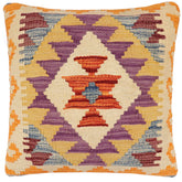 handmade Traditional Pillow Rust Blue Hand-Woven SQUARE 100% WOOL Hand woven turkish pillow 2 x 2