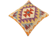 handmade Traditional Pillow Rust Blue Hand-Woven SQUARE 100% WOOL Hand woven turkish pillow 2 x 2