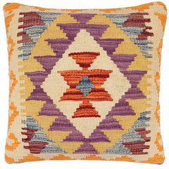 handmade Traditional Pillow Rust Blue Hand-Woven SQUARE 100% WOOL Hand woven turkish pillow 2 x 2