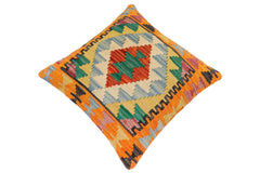 handmade Traditional Pillow Rust Blue Hand-Woven SQUARE 100% WOOL Hand woven turkish pillow2' x 2'