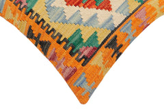 handmade Traditional Pillow Rust Blue Hand-Woven SQUARE 100% WOOL Hand woven turkish pillow2' x 2'