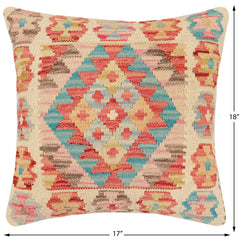 handmade Traditional Pillow Red Beige Hand-Woven SQUARE 100% WOOL Hand woven turkish pillow 2 x 2