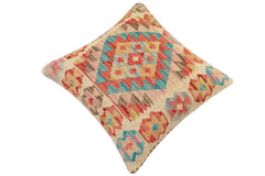 handmade Traditional Pillow Red Beige Hand-Woven SQUARE 100% WOOL Hand woven turkish pillow 2 x 2