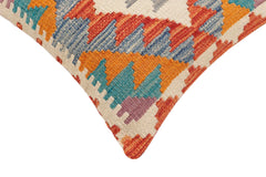 handmade Traditional Pillow Rust Blue Hand-Woven SQUARE 100% WOOL Hand woven turkish pillow 2 x 2