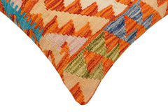 handmade Traditional Pillow Rust Blue Hand-Woven SQUARE 100% WOOL Hand woven turkish pillow2' x 2'