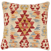 handmade Traditional Pillow Red Blue Hand-Woven SQUARE 100% WOOL Hand woven turkish pillow 3 x 5