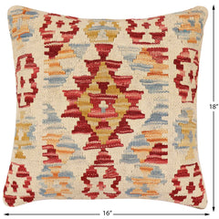 handmade Traditional Pillow Red Blue Hand-Woven SQUARE 100% WOOL Hand woven turkish pillow 3 x 5