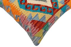 handmade Traditional Pillow Rust Blue Hand-Woven SQUARE 100% WOOL Hand woven turkish pillow2' x 2'