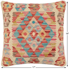 handmade Traditional Pillow Red Blue Hand-Woven SQUARE 100% WOOL Hand woven turkish pillow 2 x 2