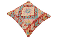 handmade Traditional Pillow Rust Blue Hand-Woven SQUARE 100% WOOL Hand woven turkish pillow 2 x 2