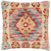 handmade Traditional Pillow Red Blue Hand-Woven SQUARE 100% WOOL Hand woven turkish pillow 2 x 2