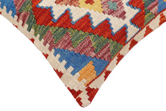 handmade Traditional Pillow Rust Blue Hand-Woven SQUARE 100% WOOL Hand woven turkish pillow2' x 2'