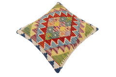 handmade Traditional Pillow Rust Blue Hand-Woven SQUARE 100% WOOL Hand woven turkish pillow 2 x 2