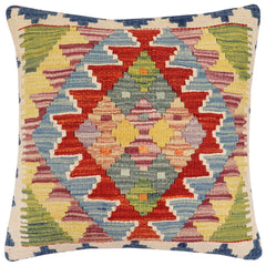 handmade Traditional Pillow Rust Blue Hand-Woven SQUARE 100% WOOL Hand woven turkish pillow 2 x 2