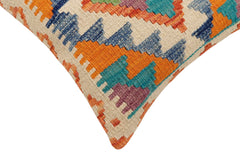 handmade Traditional Pillow Rust Blue Hand-Woven SQUARE 100% WOOL Hand woven turkish pillow2' x 2'