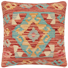 handmade Traditional Pillow Rust Blue Hand-made SQUARE 100% WOOL Hand woven turkish pillow2' x 2'