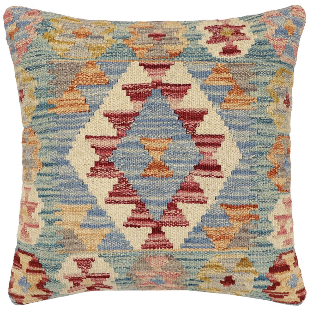handmade Traditional Pillow Red Blue Hand-made SQUARE 100% WOOL Hand woven turkish pillow 2 x 2