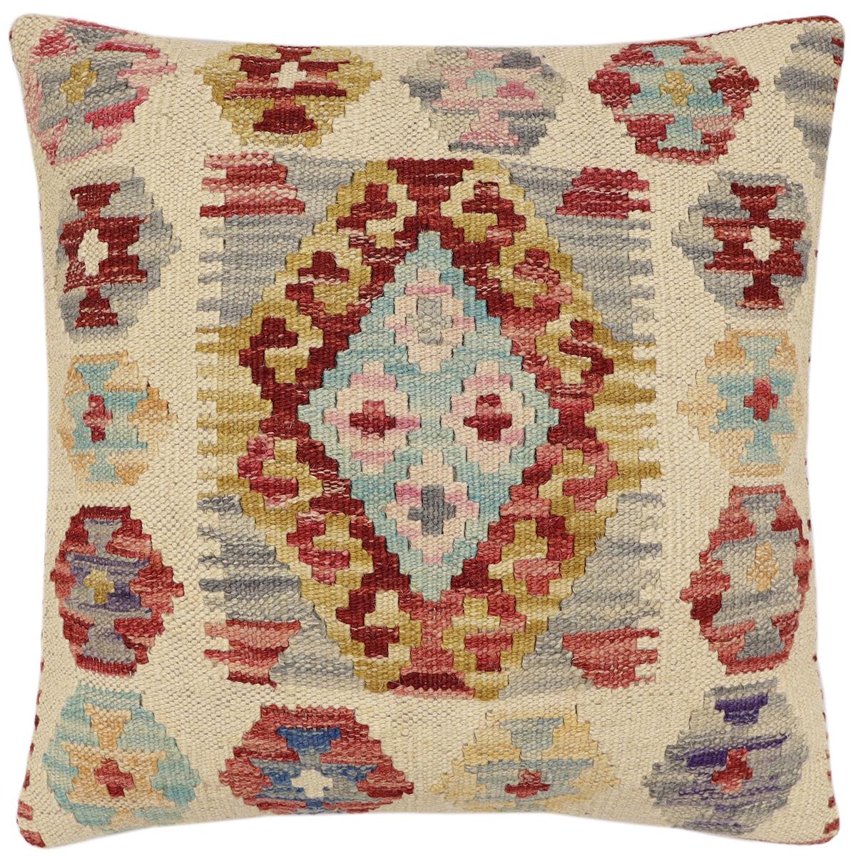 handmade Traditional Pillow Red Blue Hand-made SQUARE 100% WOOL Hand woven turkish pillow 2 x 2
