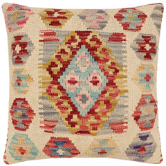 handmade Traditional Pillow Red Blue Hand-made SQUARE 100% WOOL Hand woven turkish pillow 2 x 2