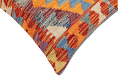 handmade Traditional Pillow Rust Blue Hand-made SQUARE 100% WOOL Hand woven turkish pillow2' x 2'