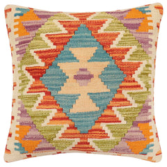 handmade Traditional Pillow Rust Blue Hand-made SQUARE 100% WOOL Hand woven turkish pillow2' x 2'