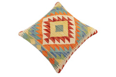 handmade Traditional Pillow Rust Blue Hand-made SQUARE 100% WOOL Hand woven turkish pillow 3 x 5