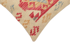 handmade Traditional Pillow Beige Red Hand-made SQUARE 100% WOOL Hand woven turkish pillow2' x 2'