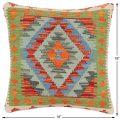 handmade Traditional Pillow Rust Blue Hand-made SQUARE 100% WOOL Hand woven turkish pillow2' x 2'