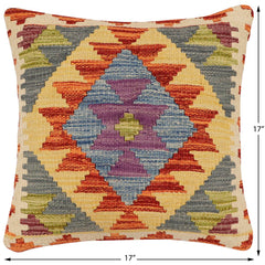 handmade Traditional Pillow Rust Blue Hand-made SQUARE 100% WOOL Hand woven turkish pillow 2 x 2