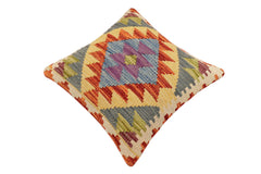 handmade Traditional Pillow Rust Blue Hand-made SQUARE 100% WOOL Hand woven turkish pillow 2 x 2