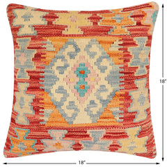 handmade Traditional Pillow Rust Blue Hand-made SQUARE 100% WOOL Hand woven turkish pillow2' x 2'