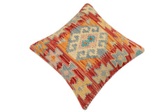 handmade Traditional Pillow Rust Blue Hand-made SQUARE 100% WOOL Hand woven turkish pillow2' x 2'