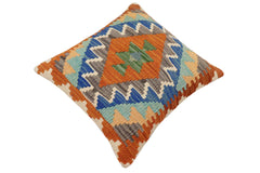 handmade Traditional Pillow Rust Blue Hand-Woven SQUARE 100% WOOL Hand woven turkish pillow 2 x 2
