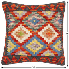 handmade Traditional Pillow Rust Charcoal Hand-Woven SQUARE 100% WOOL Hand woven turkish pillow2' x 2'