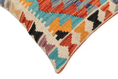 handmade Traditional Pillow Rust Blue Hand-Woven SQUARE 100% WOOL Hand woven turkish pillow 2 x 2