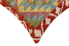 handmade Traditional Pillow Rust Blue Hand-Woven SQUARE 100% WOOL Hand woven turkish pillow2' x 2'