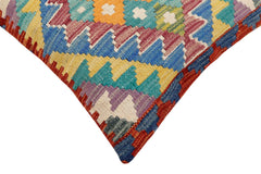 handmade Traditional Pillow Rust Blue Hand-Woven SQUARE 100% WOOL Hand woven turkish pillow2' x 2'