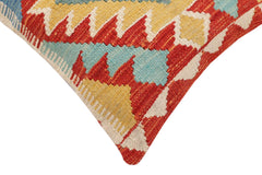 handmade Traditional Pillow Rust Blue Hand-Woven SQUARE 100% WOOL Hand woven turkish pillow2' x 2'