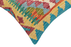 handmade Traditional Pillow Rust Blue Hand-Woven SQUARE 100% WOOL Hand woven turkish pillow 3 x 5