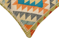 handmade Traditional Pillow Rust Blue Hand-Woven SQUARE 100% WOOL Hand woven turkish pillow2' x 2'