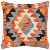 handmade Traditional Pillow Rust Blue Hand-Woven SQUARE 100% WOOL Hand woven turkish pillow 3 x 5