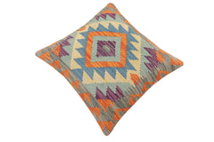 handmade Traditional Pillow Rust Blue Hand-Woven SQUARE 100% WOOL Hand woven turkish pillow 2 x 2