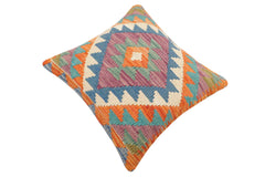 handmade Traditional Pillow Rust Blue Hand-Woven SQUARE 100% WOOL Hand woven turkish pillow 2 x 2