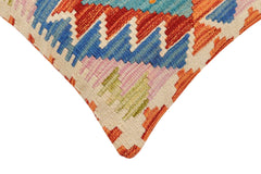 handmade Traditional Pillow Rust Blue Hand-Woven SQUARE 100% WOOL Hand woven turkish pillow 2 x 2