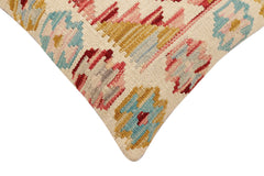 handmade Traditional Pillow Beige Red Hand-Woven SQUARE 100% WOOL Hand woven turkish pillow 2 x 2